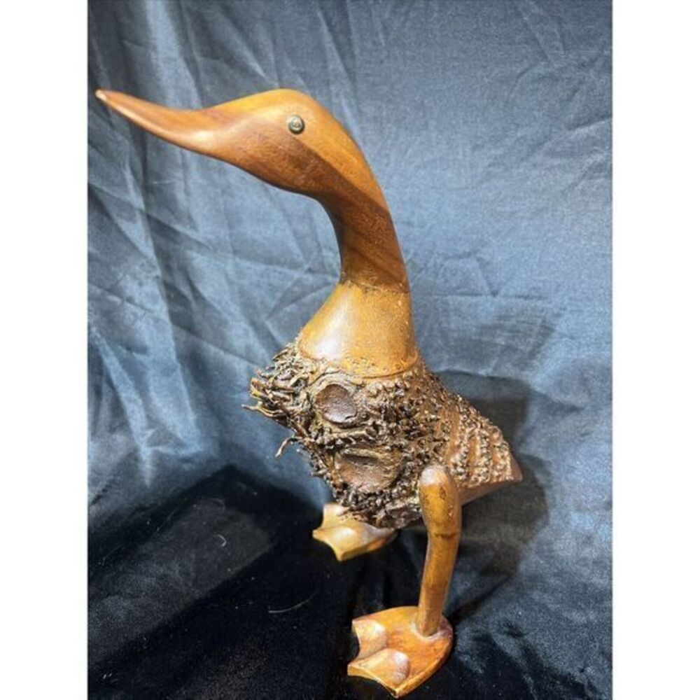 Looking Forward 11"‎ Tall Wooden Hairy Duckling Baby Duck Bamboo Root Fairtrade
